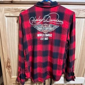 Harley Davidson Women’s World Famous Plaid Long Sleeve Large 96168-20VW